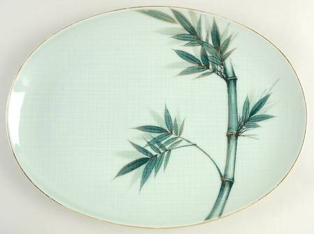 Bamboo (Gold Trim) 14" Oval Serving Platter