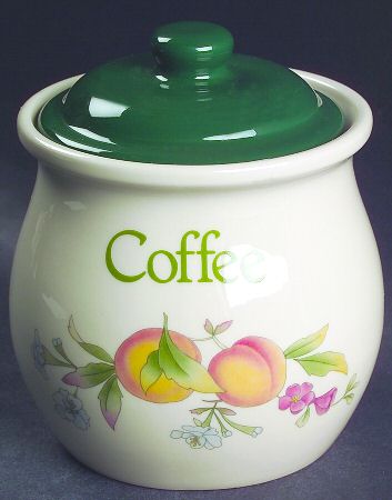 Peaches & Cream (Green Trim) Coffee Canister & Lid