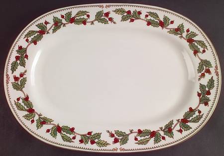 Ivory Holly (China) 14" Oval Serving Platter