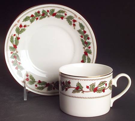Ivory Holly (China) Flat Cup & Saucer Set