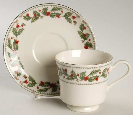 Ivory Holly (China) Footed Cup & Saucer Set