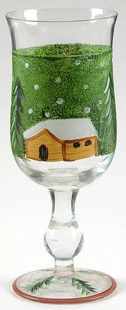 Log Cabin Christmas 12 Oz Glassware Goblet