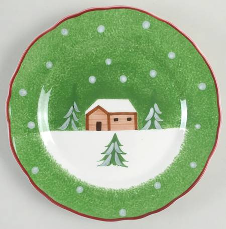 Log Cabin Christmas Salad Plate