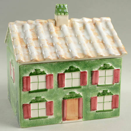 Log Cabin Christmas House Cookie Jar & Lid