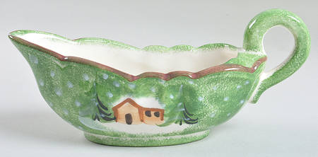 Log Cabin Christmas Gravy Boat