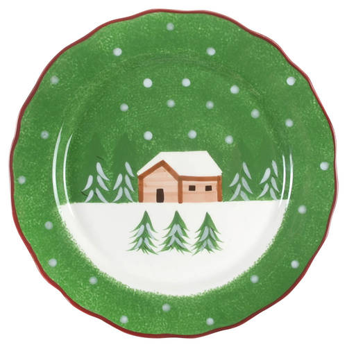 Log Cabin Christmas Dinner Plate
