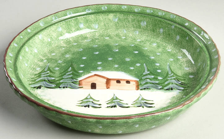 Log Cabin Christmas Pie Plate No Ceramic Lid