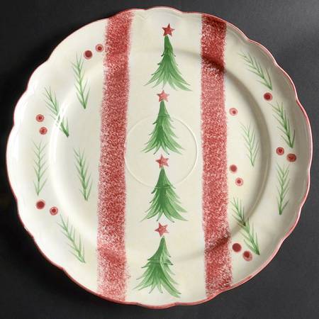 Log Cabin Christmas Chip Bowl/Plate for Chip & Dip Set