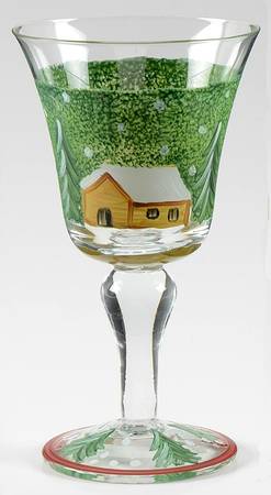 Log Cabin Christmas 11 Oz Glassware Goblet