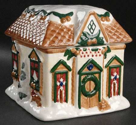 Log Cabin Christmas Figural Cookie Jar & Lid