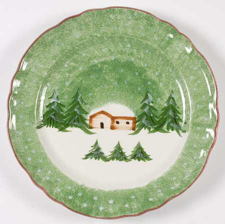 Log Cabin Christmas 14" Chop Plate (Round Platter)