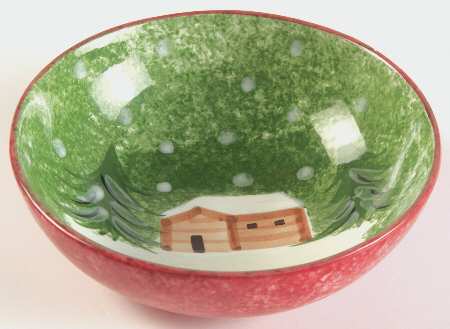 Log Cabin Christmas Fruit/Dessert (Sauce) Bowl