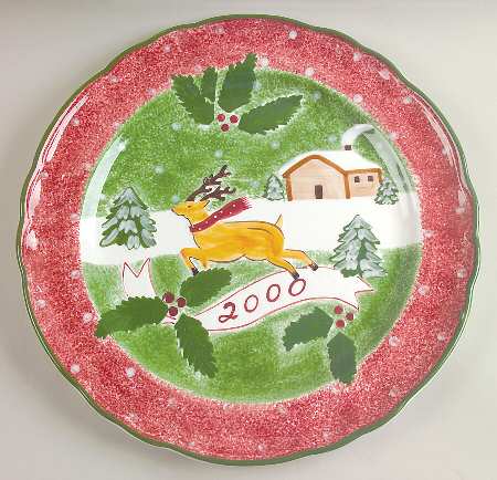Log Cabin Christmas 14" Chop Plate (Round Platter)