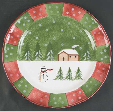 Log Cabin Christmas 14" Chop Plate (Round Platter)