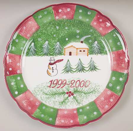 Log Cabin Christmas 14" Chop Plate (Round Platter)