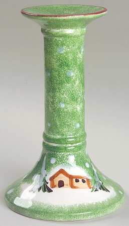 Log Cabin Christmas 6" Candlestick