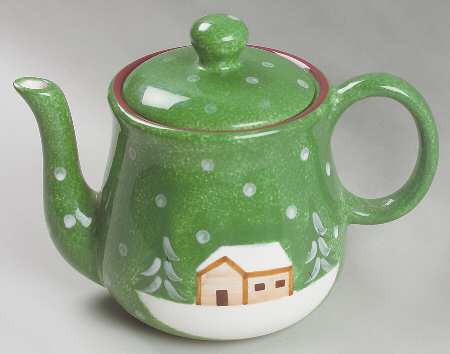 Log Cabin Christmas Teapot & Lid