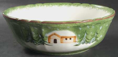 Log Cabin Christmas 10" Round Vegetable Bowl