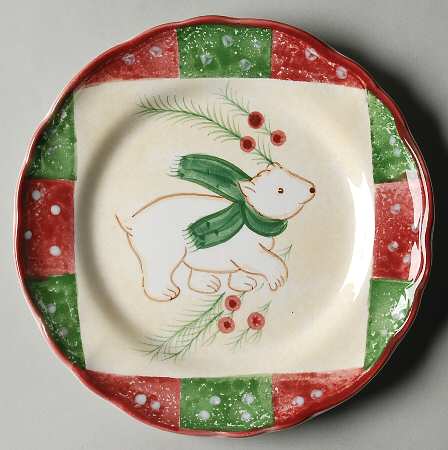 Log Cabin Christmas Accent Salad Plate by The Cellar (China)