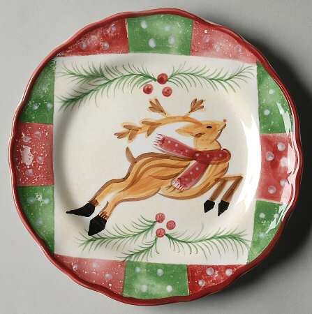 Log Cabin Christmas Accent Salad Plate