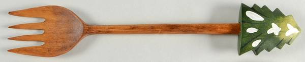 Log Cabin Christmas Solid Wood Salad Serving Fork
