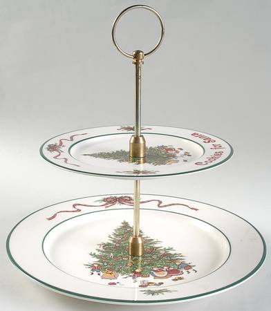 O'Tannenbaum 2 Tiered Serving Tray (Dinner & Salad Plate)