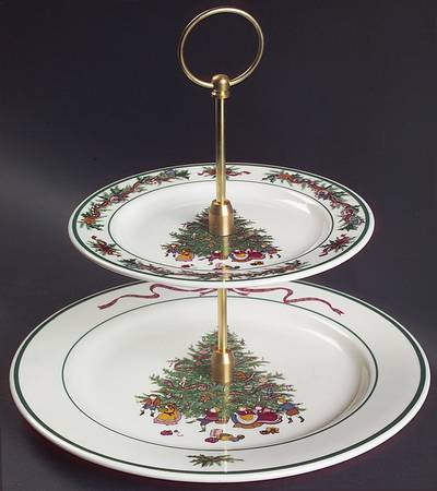 O'Tannenbaum 2 Tiered Serving Tray (Dinner & Salad Plate)