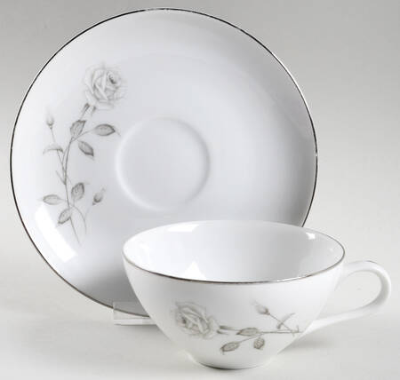 Silver Rose Flat Cup & Saucer Set by Creative Manor