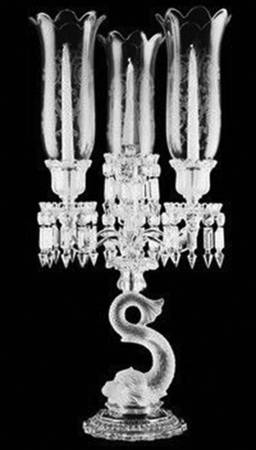 Dauphin 3-Light Candelabra with Bobeche and Prisms