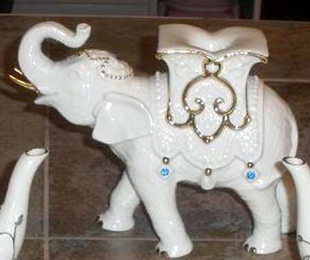 Jeweled Elephant Figural Tea Light Candleholder