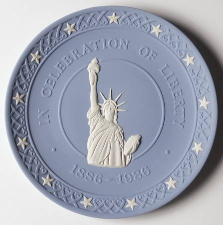 Cream Color on Lavender (Pale Blue) Jasperware Collector Plate
