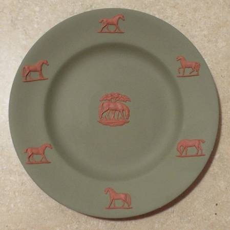 Terra cotta on Celadon Green Jasperware Clock Plate