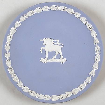 Cream Color on Lavender (Pale Blue) Jasperware Collector Plate