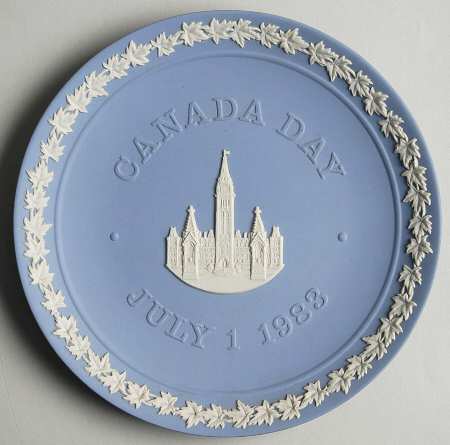 Cream Color on Lavender (Pale Blue) Jasperware Collector Plate