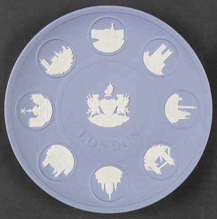 Cream Color on Lavender (Pale Blue) Jasperware Collector Plate