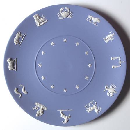 Cream Color on Lavender (Pale Blue) Jasperware Collector Plate