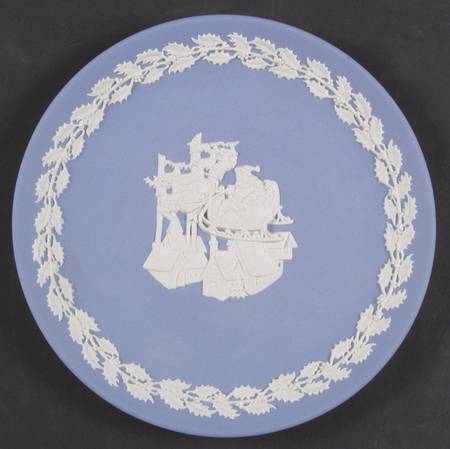 Cream Color on Lavender (Pale Blue) Jasperware Collector Plate