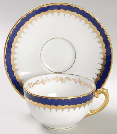 6143 Cobalt Blue Footed Cup & Saucer Set