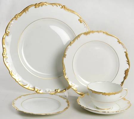 Admiral White and Gold 5 Piece Place Setting