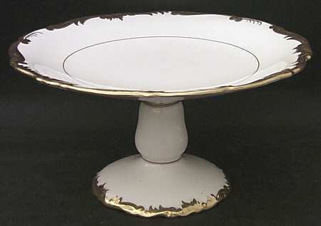 Admiral White and Gold Round Compote (Height X Width)