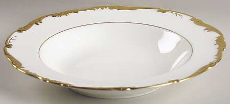 Admiral White and Gold Large Rim Soup Bowl