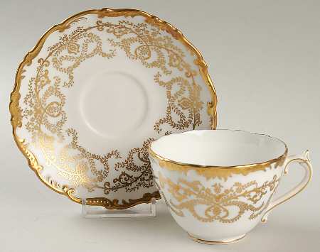 Anniversary White Flat Cup & Saucer Set by Coalport
