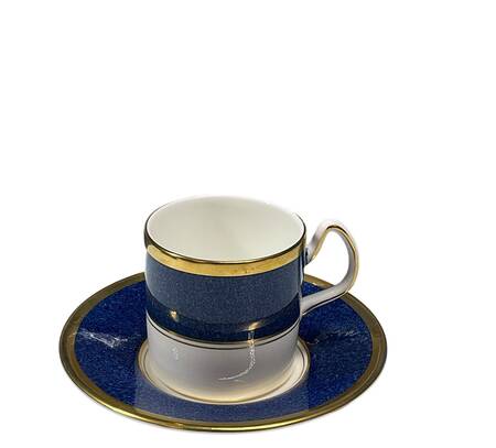 Athlone Blue Flat Demitasse Cup & Saucer Set