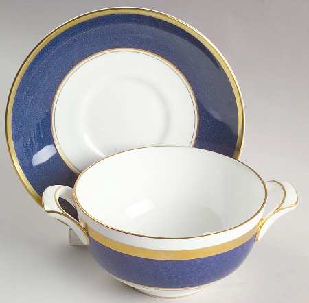 Athlone Blue Flat Cream Soup Bowl & Saucer Set