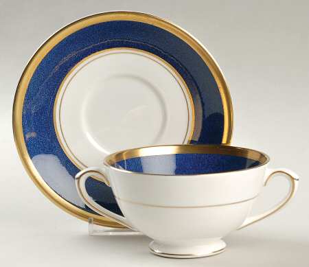Athlone Blue Footed Cream Soup Bowl & Saucer Set