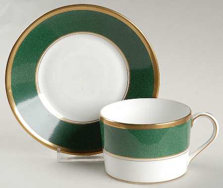 Athlone Green Flat Cup & Saucer Set