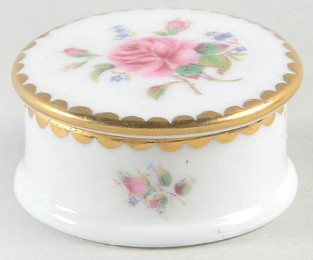 Birbeck Rose Minature Divided Pill Box & Lid