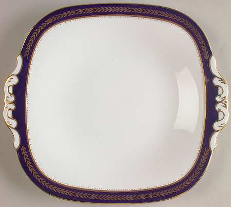 Blue Wheat Square Handled Cake Plate