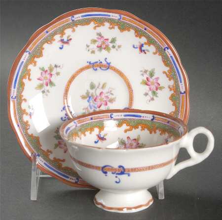 Broadway Green (Smooth) Footed Cup & Saucer Set by Coalport