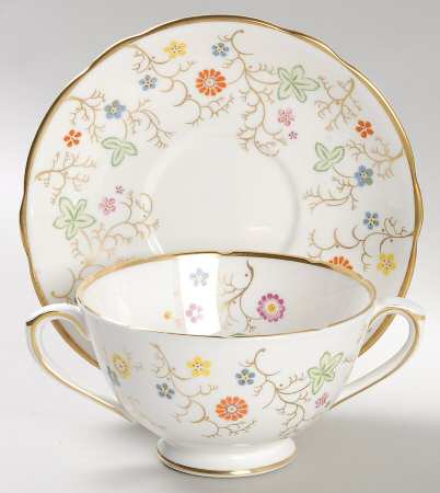 Brookdale  Footed Cream Soup Bowl & Saucer Set